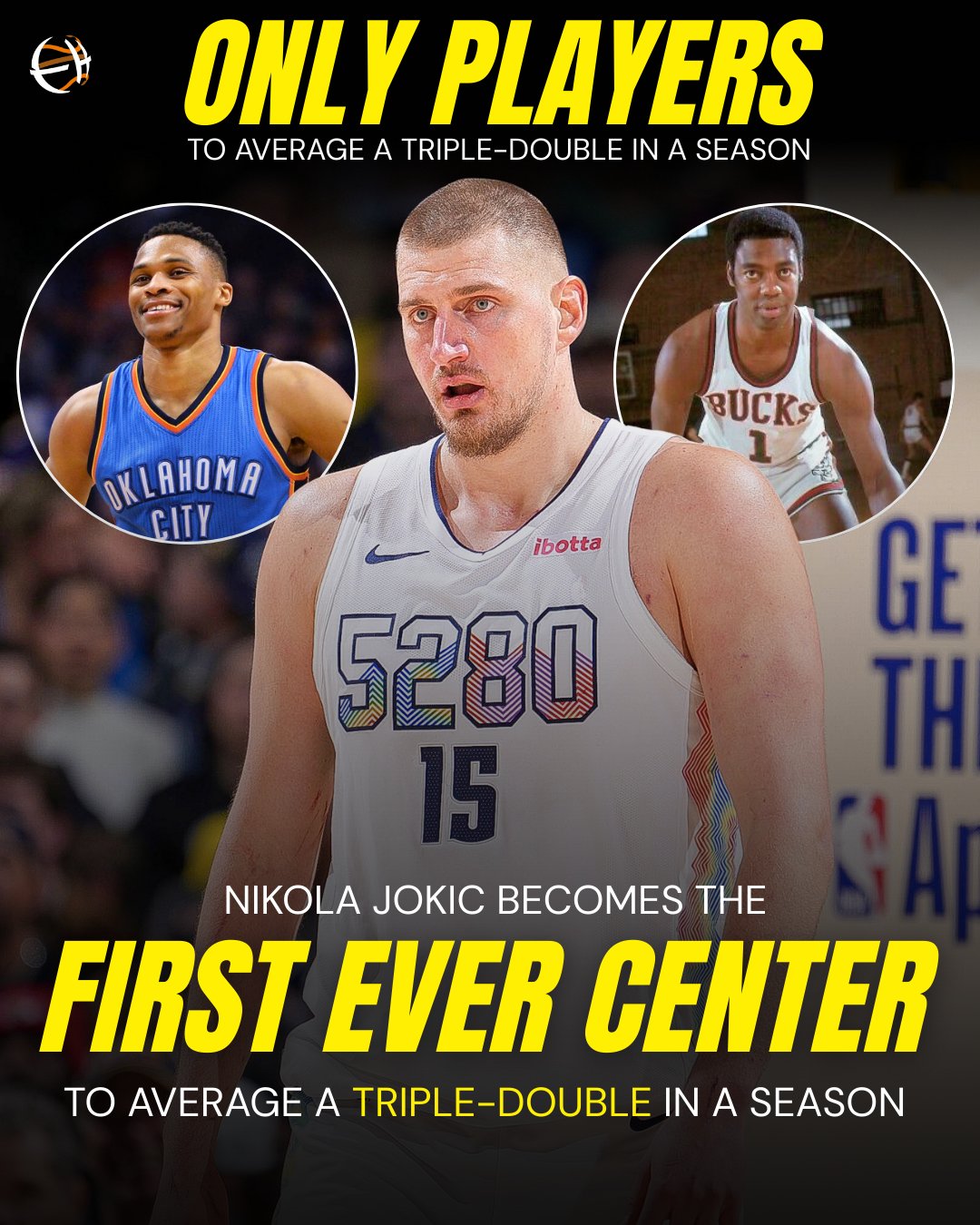 约基奇距连续两年场均三双仅差51助 中锋历史唯一