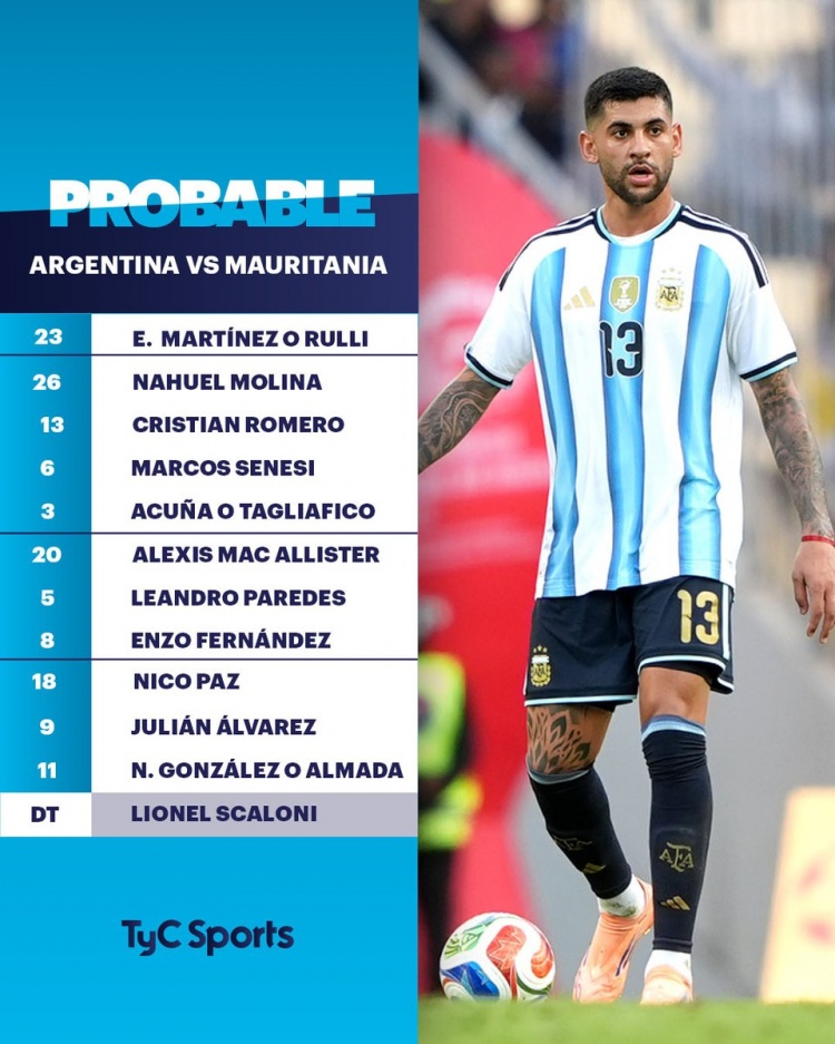 阿根廷友谊赛首发预测：阿尔瓦雷斯领衔 恩佐帕斯出战