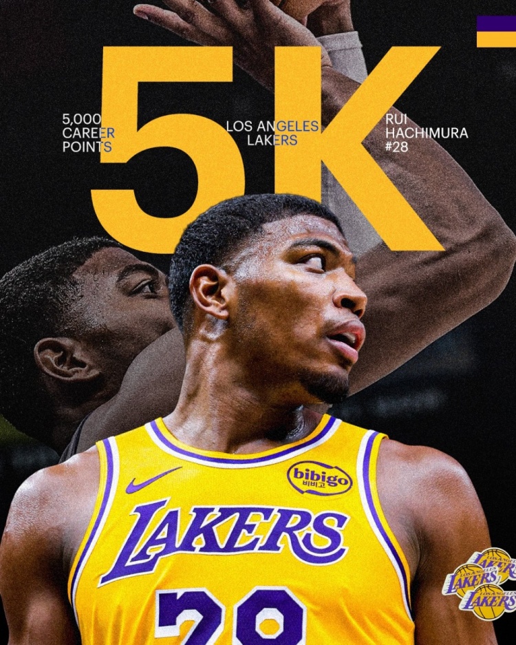 八村塁生涯总得分突破5000分 湖人官方海报致意 八村塁生涯总得分突破5000分 湖人官方海报致意