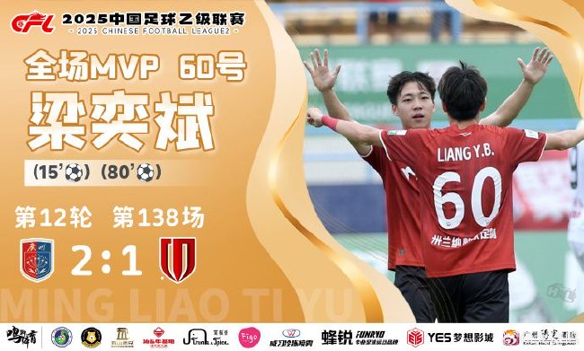 梁奕斌梅开二度终结主场43天不胜，广州蒲公英2-1力克成都蓉城B队