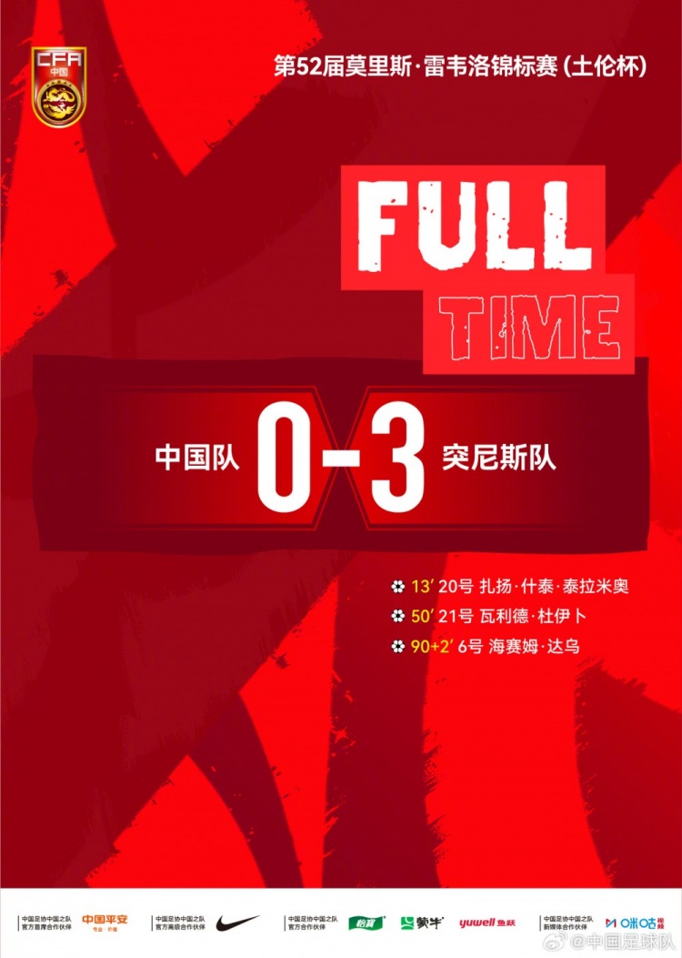 中国U-19遭突尼斯U-23零封 土伦杯两连胜后连败 中国U-19遭突尼斯U-23零封 土伦杯两连胜后连败
